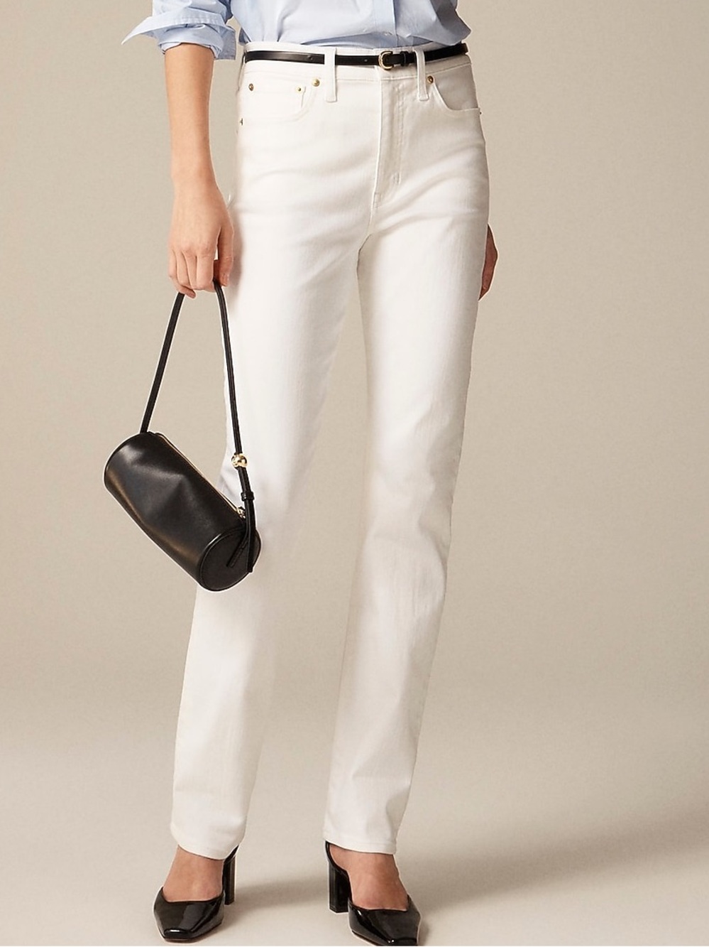 J Crew NWT Slim Straight Jeans Size 33 in White Denim High Rise